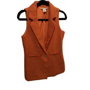 Happy Gray Textured Sleeveless Blazer Vest Size Small